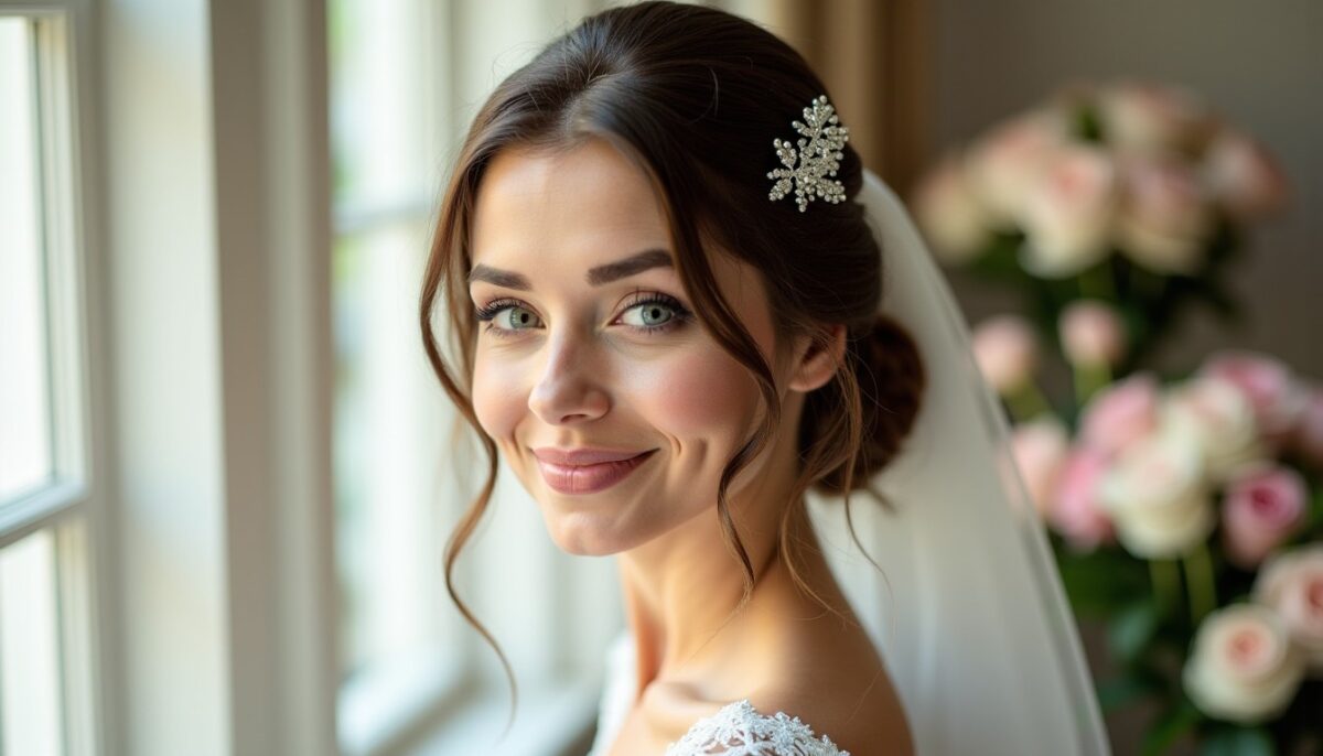Guide élégant : Sublimer sa coiffure de mariée avec des pinces en strass et perles