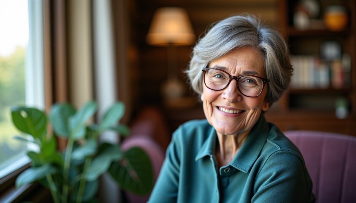 Coiffures courtes élégantes pour femmes de 70 ans portant des lunettes